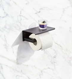 Milacio Держатель туалетной бумаги Ultra MCU.963.MB с полкой черный матовый – фотография-3